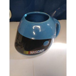 Nascar Blue Racing Helmet 18 Oz Coffee Mug Vintage 2003 Race Car Barware GUC